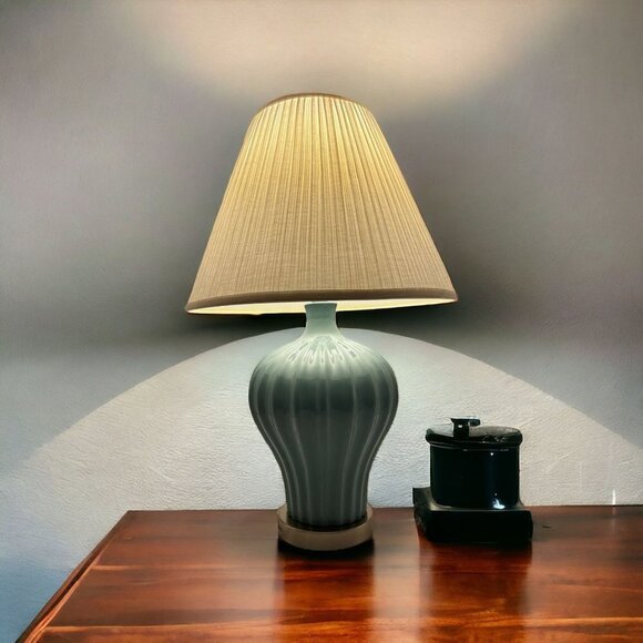 Luminaire Blue Opaline Table Lamp - Picture 1 of 5